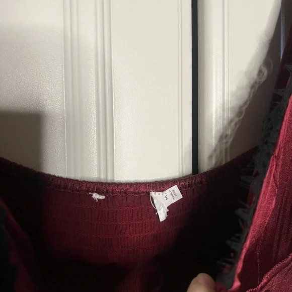 ASTR Wine Satin Corset Midi Dress with Lace Bust - Picture 10 of 15